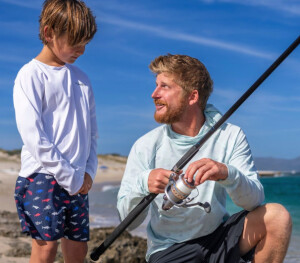 dad and son fishing